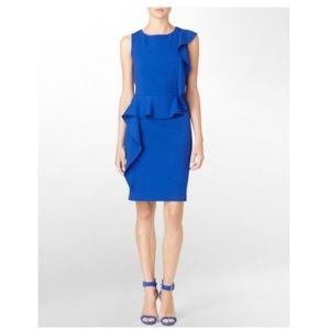 Calvin Klein Royal Blue Ruffle Sheath Dress